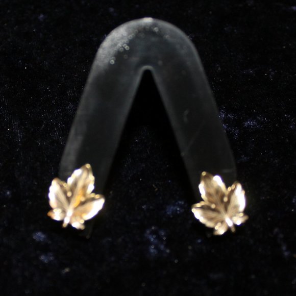 Source Unknown Jewelry - Gold toned leaves screw post earrings